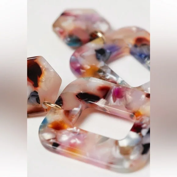 NWOT H&M Pretty marble square earrings, one size - Picture 3 of 3